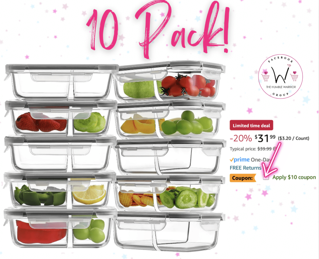 Homberking 10 Pack of Glass Food Containers!